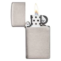 Zippo - Slim Brushed Chrome Lighter -VildmarksEventyr zippo 1600 slim brushed chrome 03.w610.h610.fill